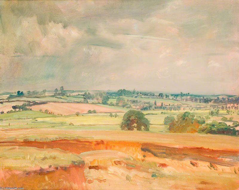 WikiOO.org - Enciclopédia das Belas Artes - Pintura, Arte por Alfred James Munnings - A View In Suffolk