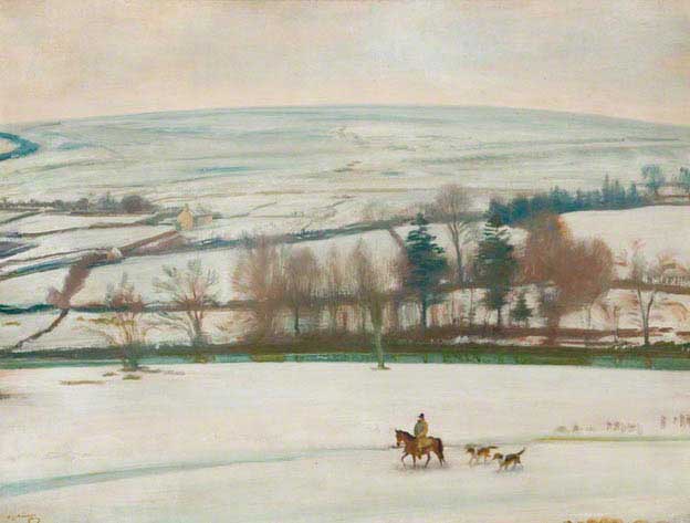Wikioo.org - The Encyclopedia of Fine Arts - Painting, Artwork by Alfred James Munnings - A Winter Landscape -