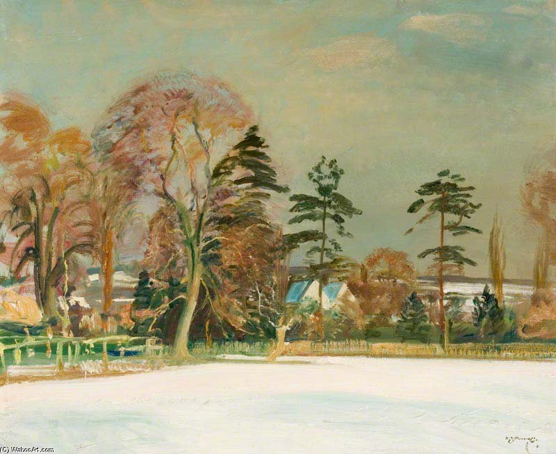 Wikioo.org - The Encyclopedia of Fine Arts - Painting, Artwork by Alfred James Munnings - A Winter Landscape