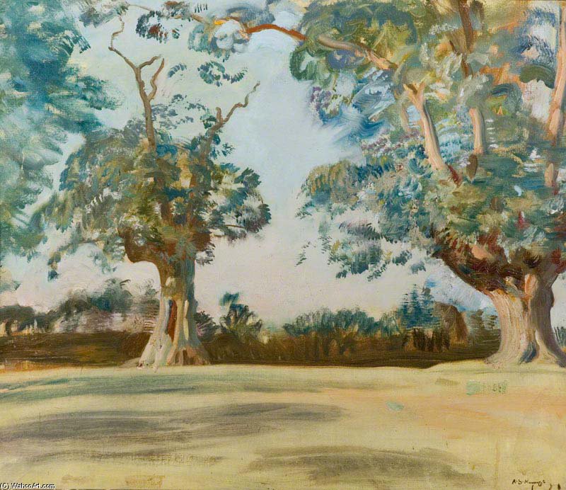 Wikioo.org – L'Enciclopedia delle Belle Arti - Pittura, Opere di Alfred James Munnings - Un Oak Grove, Nayland, Suffolk