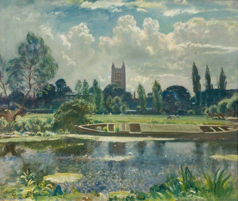 Wikioo.org - The Encyclopedia of Fine Arts - Painting, Artwork by Alfred James Munnings - Barge On The Stour At Dedham