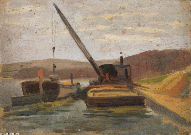 WikiOO.org - Encyclopedia of Fine Arts - Maleri, Artwork Alfred James Munnings - Barges On A River