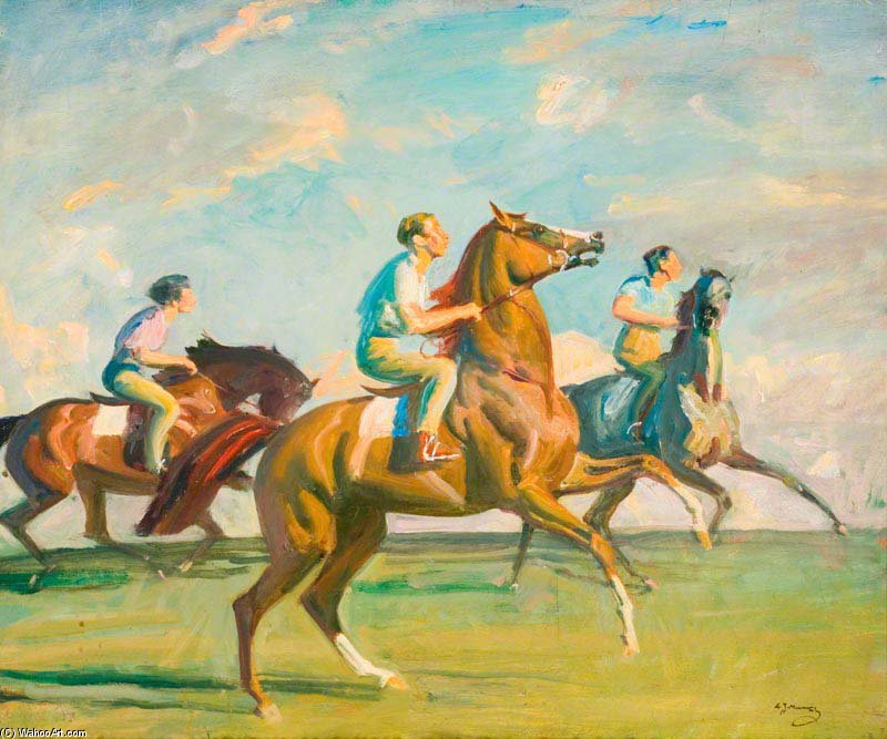 Wikioo.org - The Encyclopedia of Fine Arts - Painting, Artwork by Alfred James Munnings - Early Morning, Newmarket