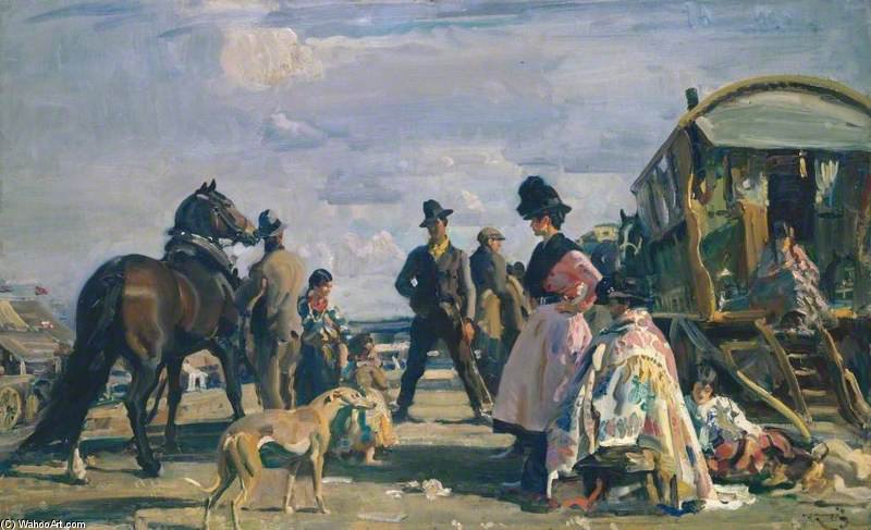 Wikioo.org - The Encyclopedia of Fine Arts - Painting, Artwork by Alfred James Munnings - Epsom Downs - City And Suburban Day