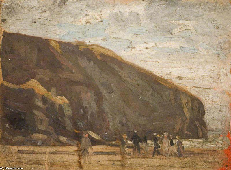 WikiOO.org - Енциклопедія образотворчого мистецтва - Живопис, Картини
 Alfred James Munnings - Figures On A Beach Below Cliffs