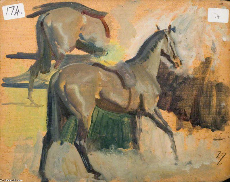 Wikioo.org - The Encyclopedia of Fine Arts - Painting, Artwork by Alfred James Munnings - Further Studies Of Horses
