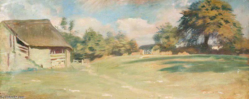 Wikioo.org – L'Enciclopedia delle Belle Arti - Pittura, Opere di Alfred James Munnings - paesaggio con un fienile