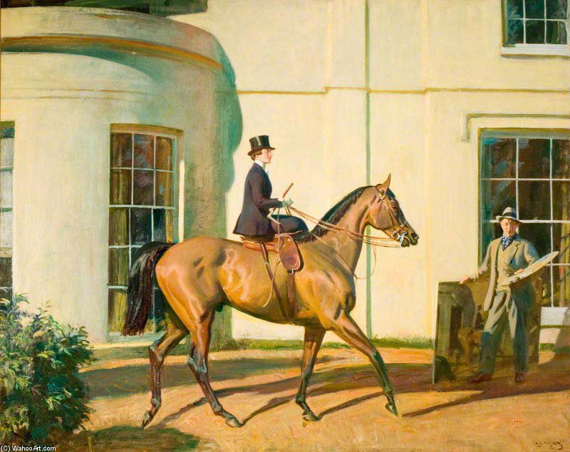 Wikioo.org - The Encyclopedia of Fine Arts - Painting, Artwork by Alfred James Munnings - My Wife, My Horse And Myself