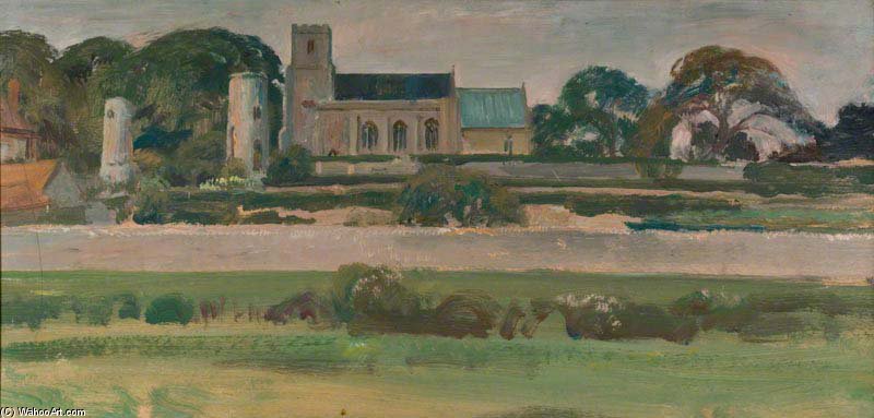 Wikioo.org – La Enciclopedia de las Bellas Artes - Pintura, Obras de arte de Alfred James Munnings - Stiffkey Iglesia, Norfolk