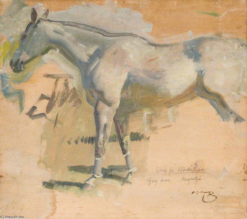 Wikioo.org - The Encyclopedia of Fine Arts - Painting, Artwork by Alfred James Munnings - Study For 'after The Race', The Grey Mare 'magnolia'