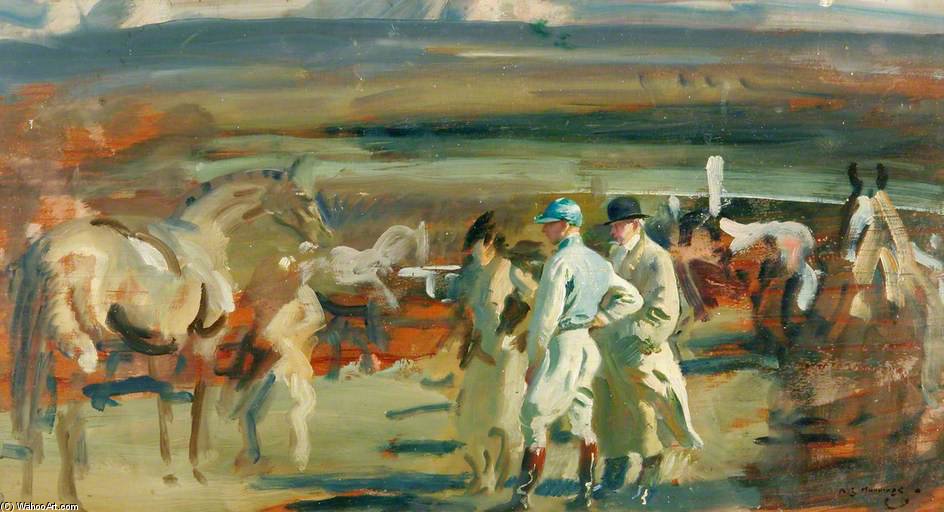 WikiOO.org - Encyclopedia of Fine Arts - Lukisan, Artwork Alfred James Munnings - Study For 'in The Paddock, Cheltenham'