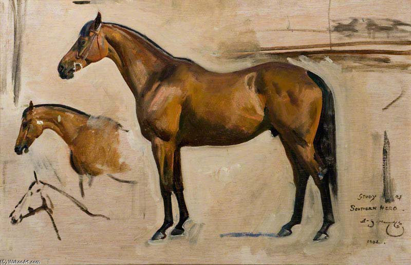 WikiOO.org - Encyclopedia of Fine Arts - Maleri, Artwork Alfred James Munnings - Study For 'southern Hero'
