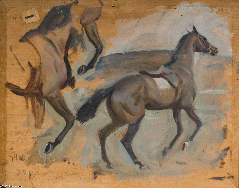 Wikioo.org - The Encyclopedia of Fine Arts - Painting, Artwork by Alfred James Munnings - Study For 'start Of A Steeplechase'