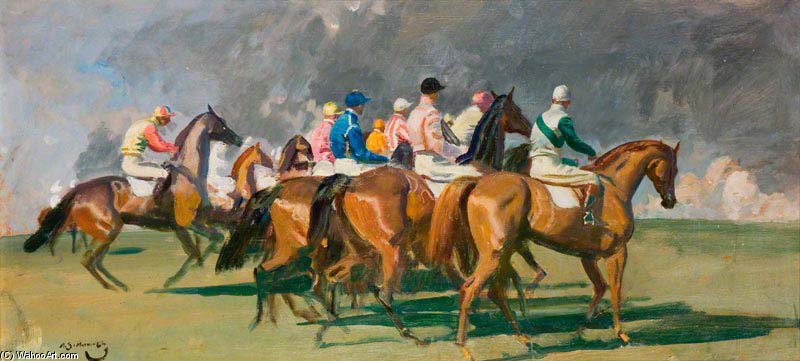 Wikioo.org - The Encyclopedia of Fine Arts - Painting, Artwork by Alfred James Munnings - Study For 'the Start At Newmarket'