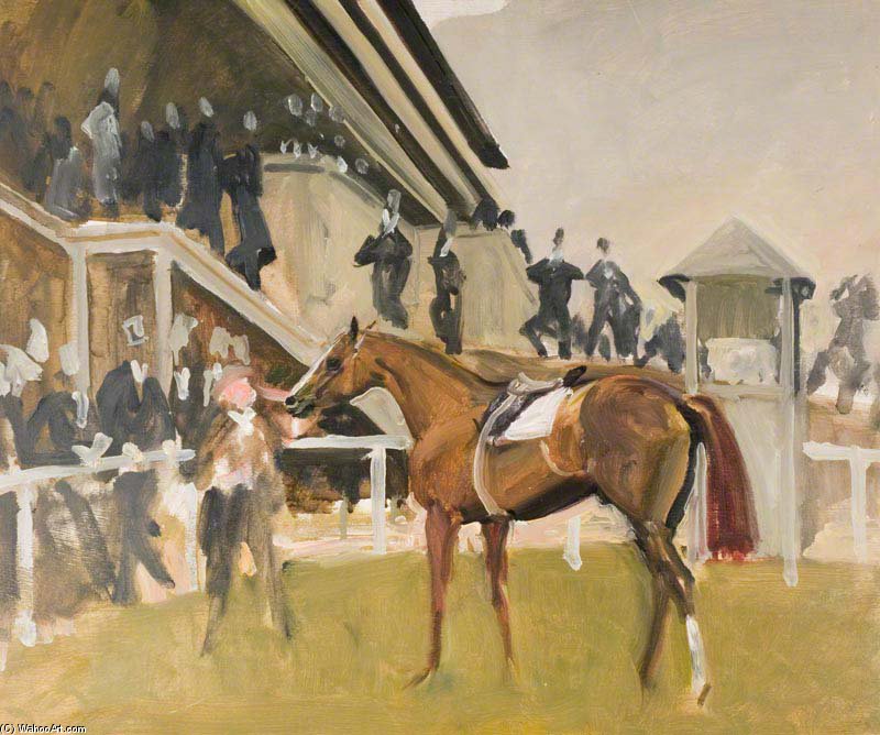 Wikioo.org - The Encyclopedia of Fine Arts - Painting, Artwork by Alfred James Munnings - Study For 'the Unsaddling Enclosure, Epsom' -
