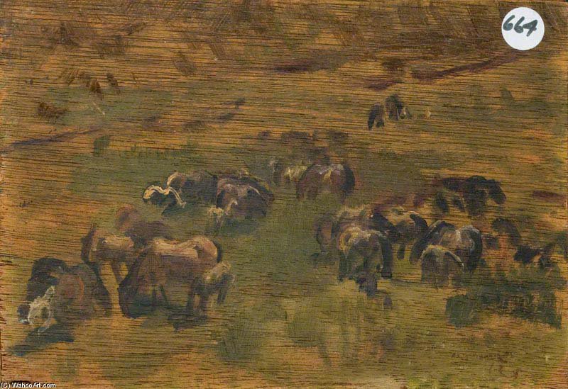 Wikioo.org - The Encyclopedia of Fine Arts - Painting, Artwork by Alfred James Munnings - Study Of Exmoor Ponies