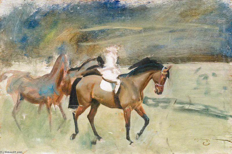 WikiOO.org - Encyclopedia of Fine Arts - Maleri, Artwork Alfred James Munnings - Study Of Racehorses