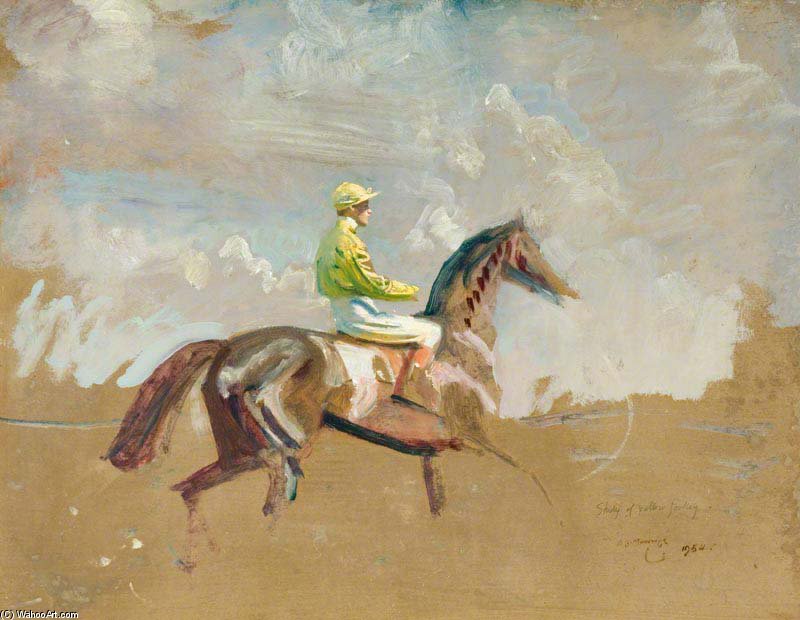 Wikioo.org - The Encyclopedia of Fine Arts - Painting, Artwork by Alfred James Munnings - Study Of The Yellow Jockey