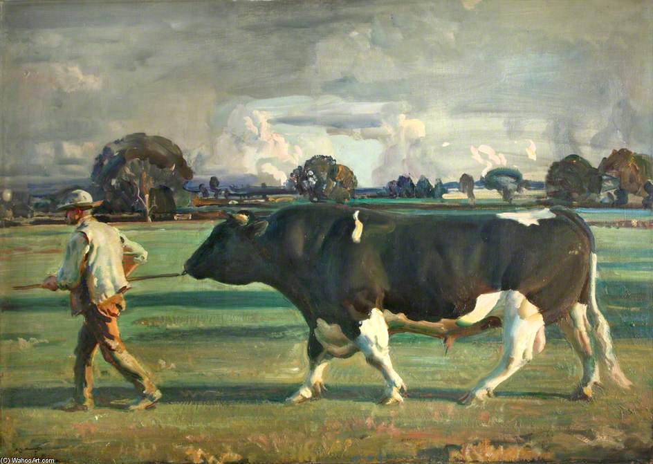 Wikioo.org - Encyklopedia Sztuk Pięknych - Malarstwo, Grafika Alfred James Munnings - The Friesian Bull