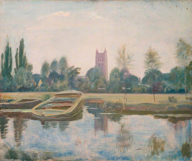WikiOO.org - Encyclopedia of Fine Arts - Maľba, Artwork Alfred James Munnings - The Stour At Dedham With Barges