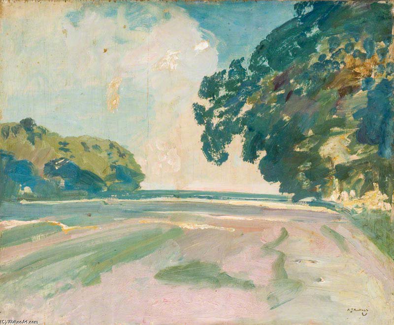 WikiOO.org - Encyclopedia of Fine Arts - Schilderen, Artwork Alfred James Munnings - Trees By A Field -