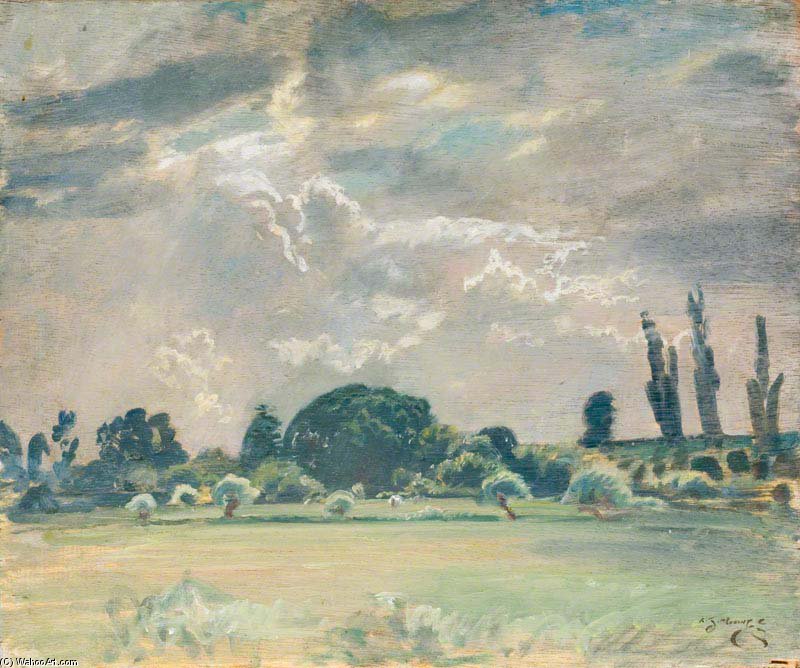 Wikioo.org - The Encyclopedia of Fine Arts - Painting, Artwork by Alfred James Munnings - Trees By A Field