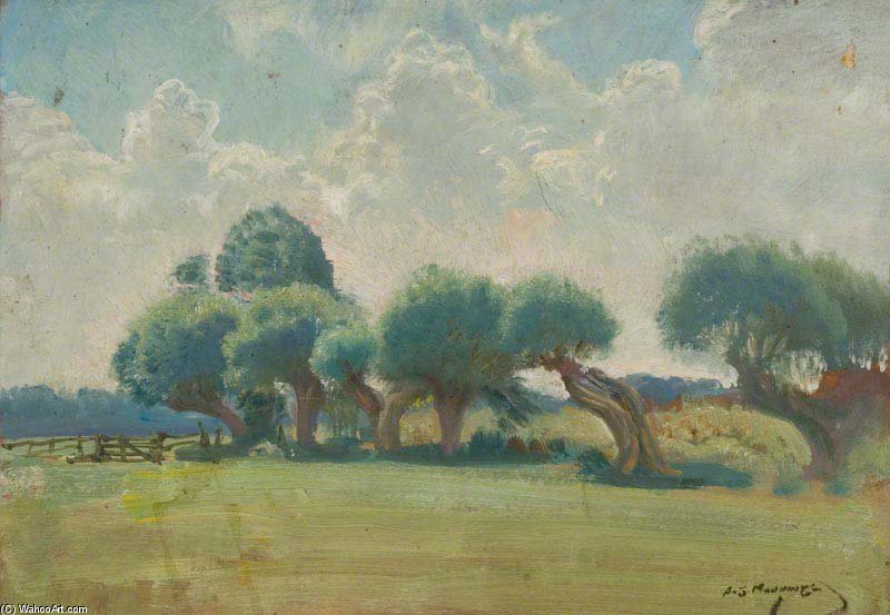 WikiOO.org - Encyclopedia of Fine Arts - Lukisan, Artwork Alfred James Munnings - Trees By The Edge Of A Field -