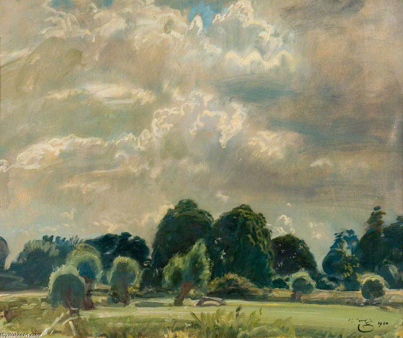 Wikioo.org - The Encyclopedia of Fine Arts - Painting, Artwork by Alfred James Munnings - Trees By The Edge Of A Field -