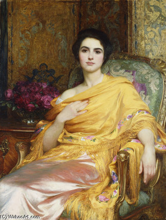 Wikioo.org - The Encyclopedia of Fine Arts - Painting, Artwork by Frank Dicksee - Portrait Of Elsa, Daughter Of William Hall