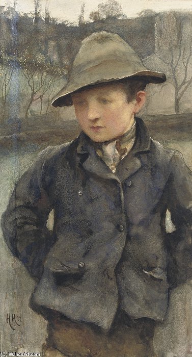 Wikioo.org – L'Encyclopédie des Beaux Arts - Peinture, Oeuvre de Hubert Von Herkomer - garçon porter  une  chapeau