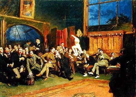 Wikioo.org - The Encyclopedia of Fine Arts - Painting, Artwork by Hubert Von Herkomer - Evening In The Studio With My Students