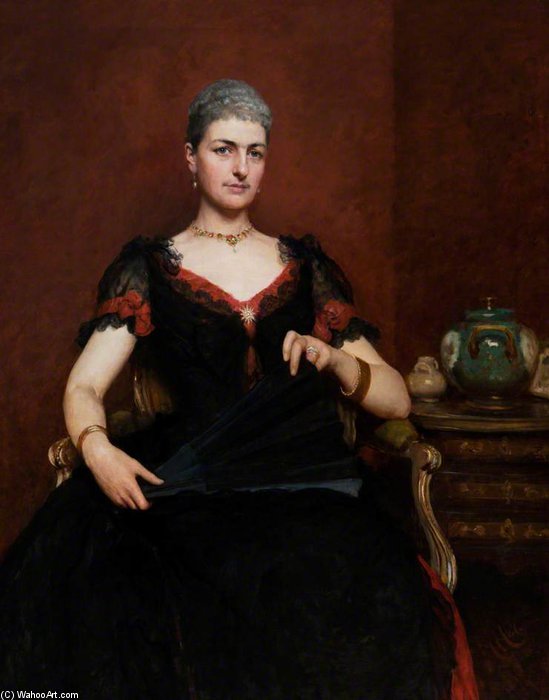 Wikioo.org - The Encyclopedia of Fine Arts - Painting, Artwork by Hubert Von Herkomer - Portrait Of An Unknown Woman
