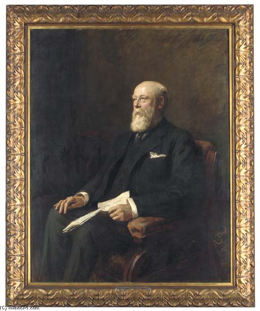 WikiOO.org - Енциклопедия за изящни изкуства - Живопис, Произведения на изкуството Hubert Von Herkomer - Portrait Of Robert Lewis, Seated, Three-quarter Length