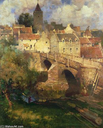 Wikioo.org - The Encyclopedia of Fine Arts - Painting, Artwork by James Dromgole Linton - A Village In East Linton
