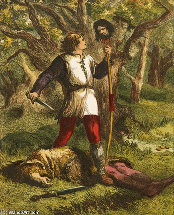 Wikioo.org - The Encyclopedia of Fine Arts - Painting, Artwork by John Gilbert - Robin Hood And Guy Of Gisborne