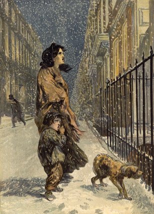 Wikioo.org – L'Enciclopedia delle Belle Arti - Pittura, Opere di John Gilbert - Antartico Senza casa  poveri  madre  e le  bambino  con  cane