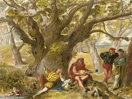 WikiOO.org - Encyclopedia of Fine Arts - Schilderen, Artwork John Gilbert - Under The Greenwood Tree