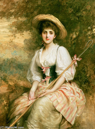 WikiOO.org - Encyclopedia of Fine Arts - Maľba, Artwork Samuel Luke Fildes - Mrs. Stuart M. Samuel As Phyllida