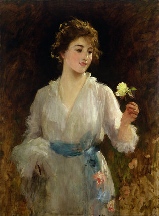 Wikioo.org – La Enciclopedia de las Bellas Artes - Pintura, Obras de arte de Samuel Luke Fildes - la rosa amarilla