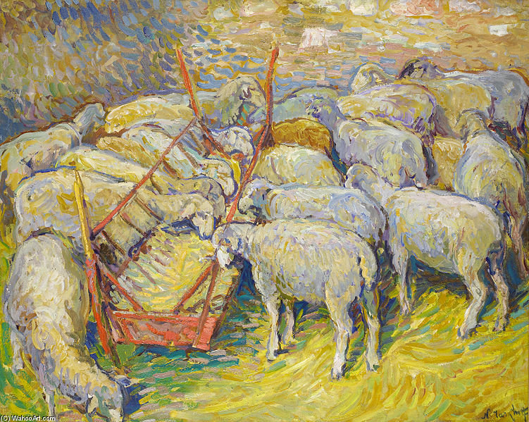 Wikioo.org - The Encyclopedia of Fine Arts - Painting, Artwork by Nikolai Aleksandrovich Tarkhov - Sheep In The Stable In Perigord