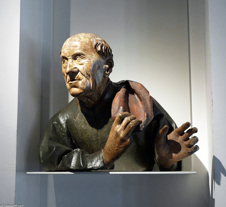 Wikioo.org – L'Encyclopédie des Beaux Arts - Peinture, Oeuvre de Nikolaus Haguenauer - nicolas de Haguenau-buste D'homme Accoudé