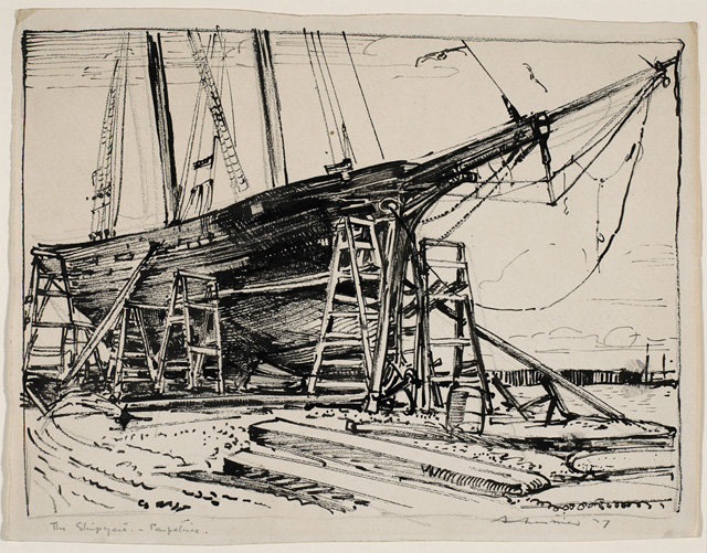 WikiOO.org - Enciklopedija dailės - Tapyba, meno kuriniai Arthur Lismer - The Shipyard, Paspebiac