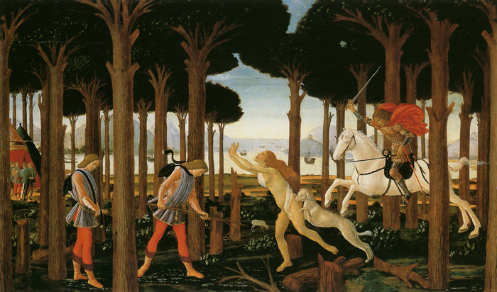 Wikioo.org - The Encyclopedia of Fine Arts - Painting, Artwork by Alunno Di Domenico (Bartolomeo Di Giovanni) - Story Of Nastagio Degl Onesti