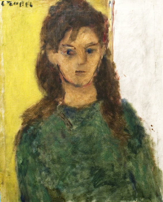 Wikioo.org - The Encyclopedia of Fine Arts - Painting, Artwork by Bela (Adalbert) Czobel - Young Girl In Green