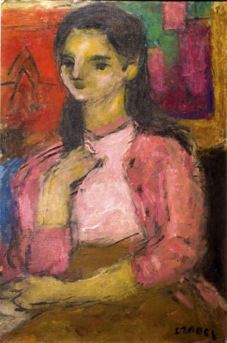 Wikioo.org - The Encyclopedia of Fine Arts - Painting, Artwork by Bela (Adalbert) Czobel - Young Girl In Pink
