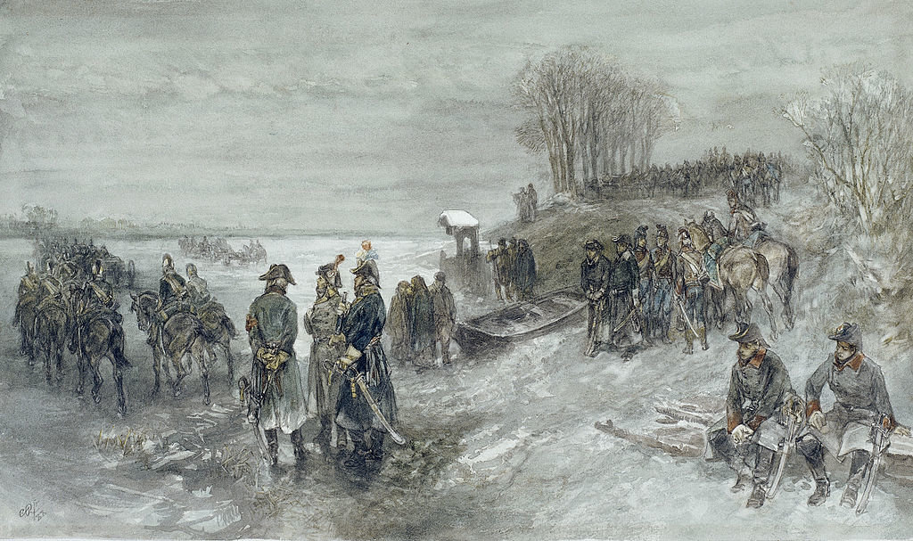 Wikioo.org – L'Enciclopedia delle Belle Arti - Pittura, Opere di Charles Rochussen - Truppe francesi attraversare un fiume congelato