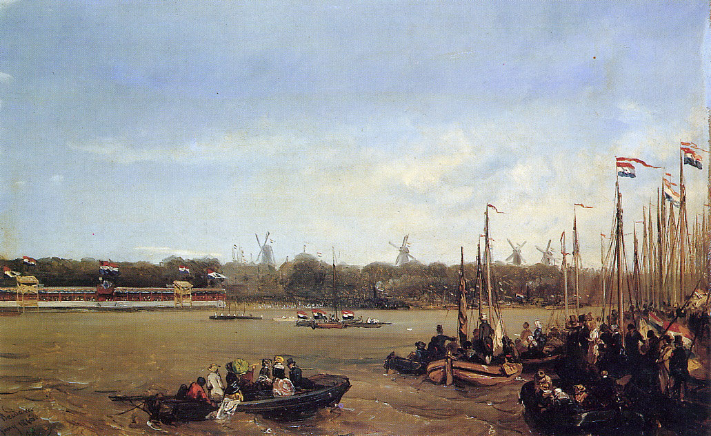 Wikioo.org - The Encyclopedia of Fine Arts - Painting, Artwork by Charles Rochussen - Regatta On The Maas Sun