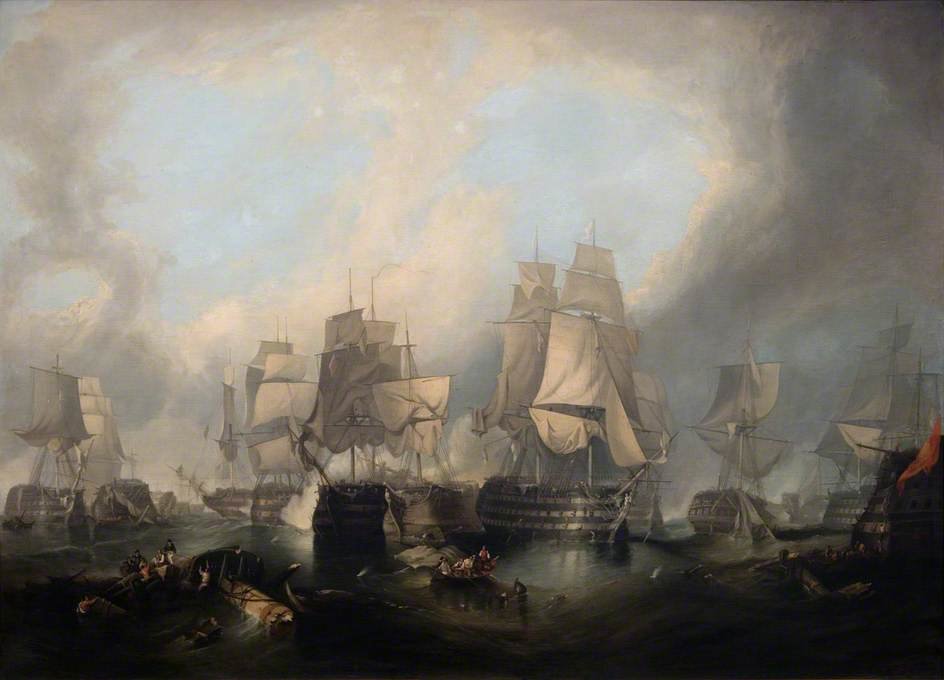 Wikoo.org - موسوعة الفنون الجميلة - اللوحة، العمل الفني Clarkson Frederick Stanfield - The Battle Of Trafalgar