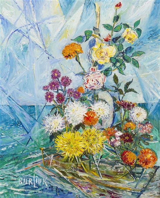 WikiOO.org - Encyclopedia of Fine Arts - Malba, Artwork David Davidovich Burliuk - Flowers In Abstract