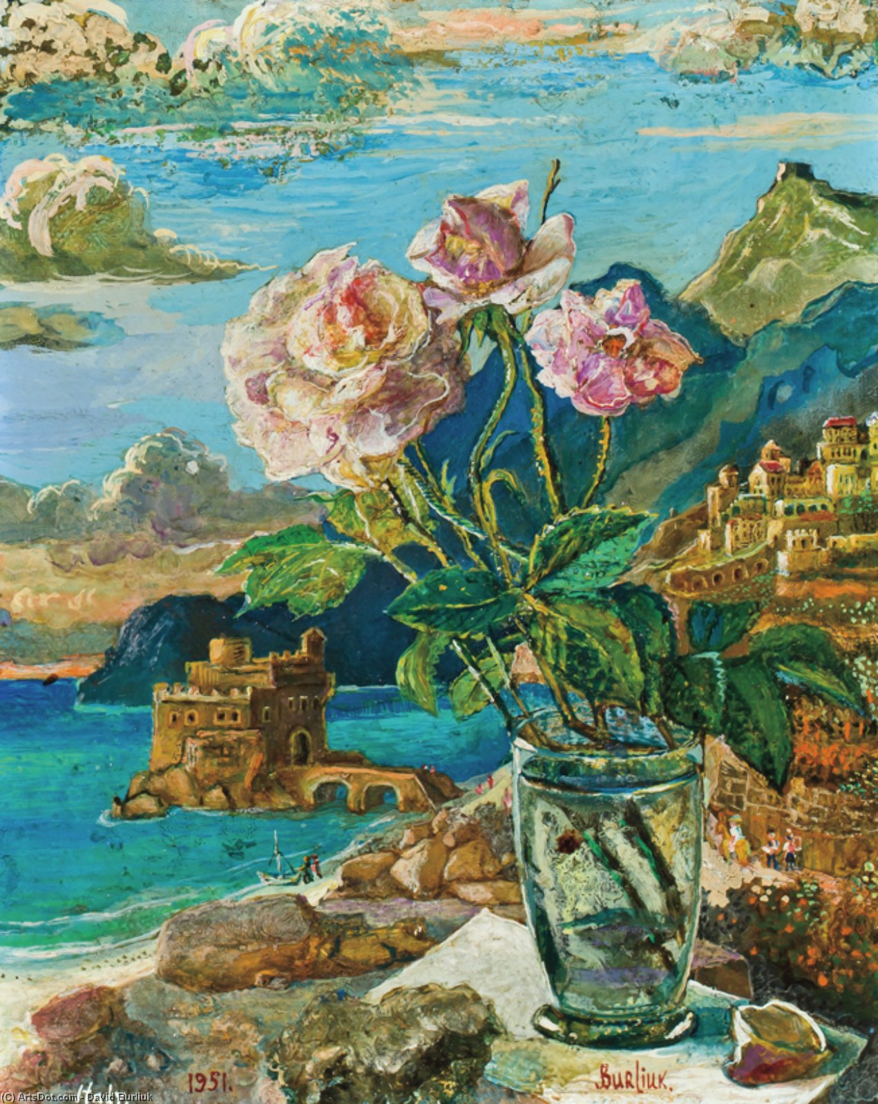 Wikioo.org - The Encyclopedia of Fine Arts - Painting, Artwork by David Davidovich Burliuk - Still Life On The Beach